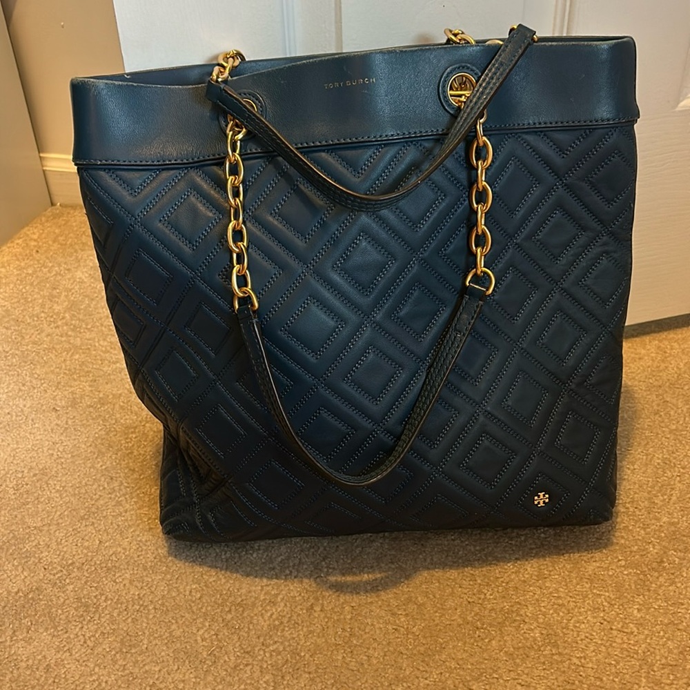 Teal Tory Burch tote